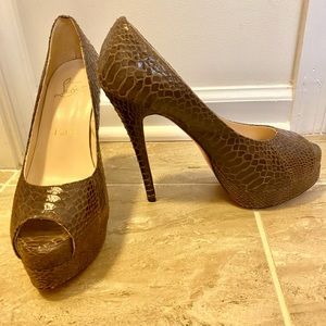 Christian Louboutin Brown Snakeskin platform heels